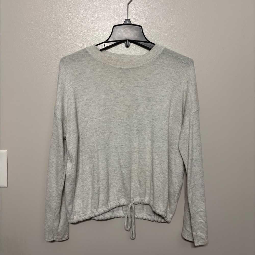 Aerie Light Gray Drawstring Sweatshirt